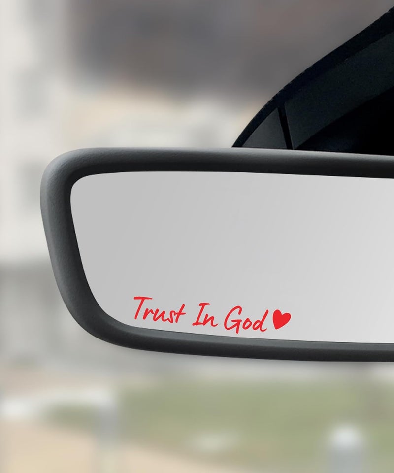 SCUARI 4PCS Car Stickers,Cars Decals,Car Accessories Trust in God Rearview Mirror Sticker,Auto Stickers and Decals,Auto Decals for Women,Trust in God Mirror Decoration,Fits Most Vehicles (Red) - Image 1